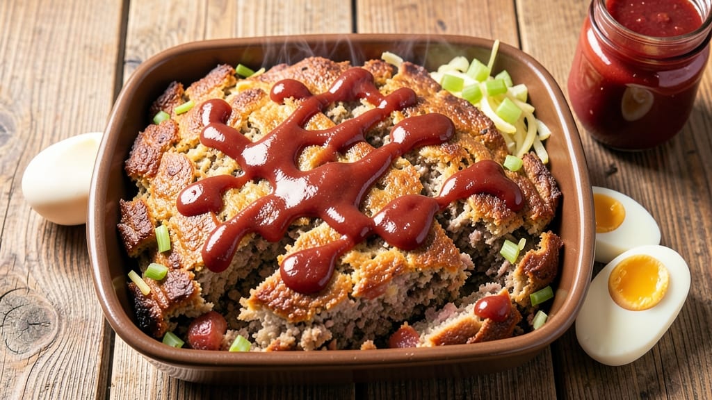 Meatloaf Recipe With Beef and Pork Sausage: Juicy Layers and Crispy Celery Crown Topping
