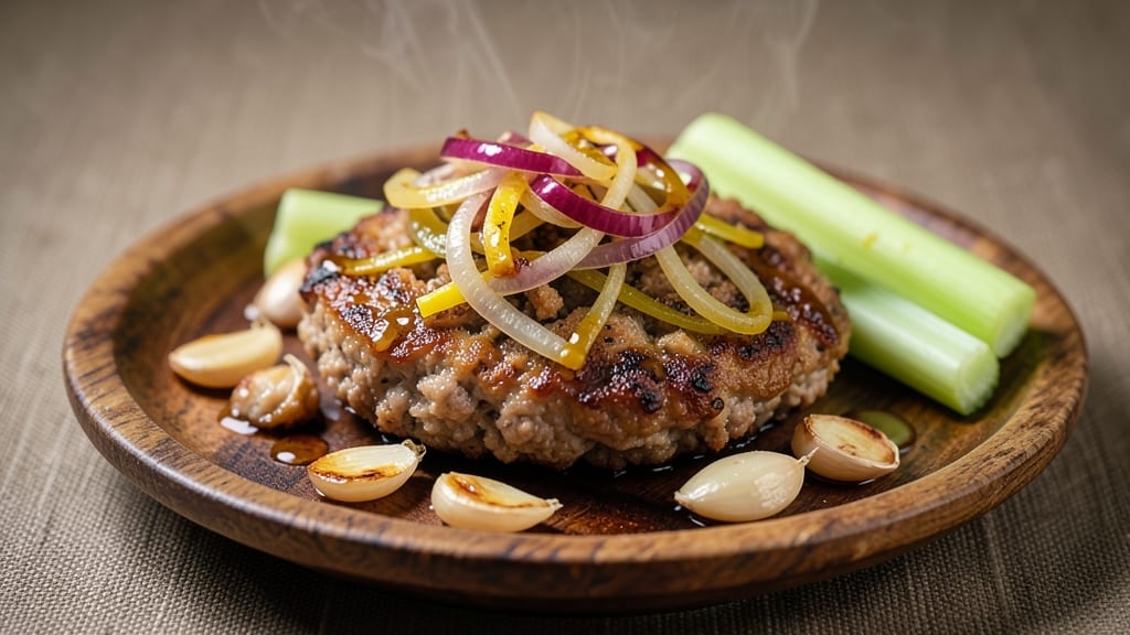 Minced Pork Sisig Recipe: Crispy Celery Crowns Over Smoky Garlic Gravy