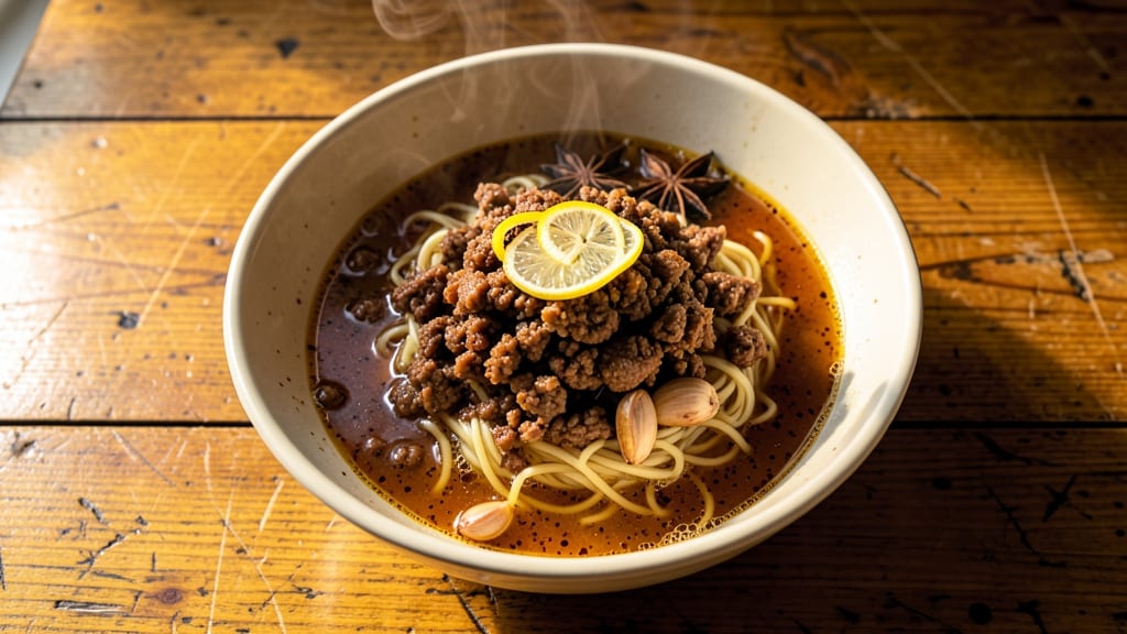 Minced Pork Noodle Soup Recipe: Fragrant Ginger and Star Anise Simmer