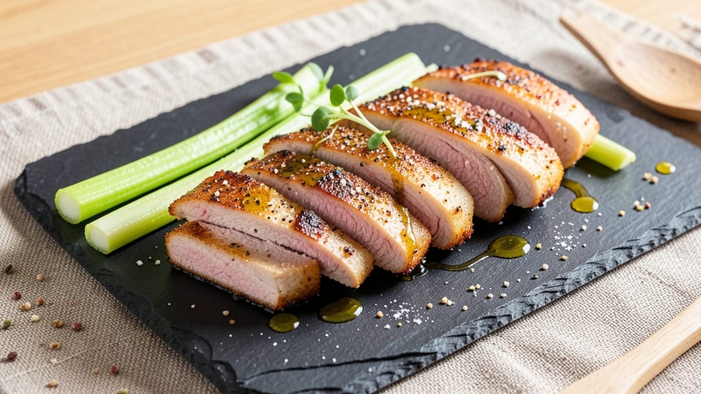 Air Fryer Pork Tenderloin Medallions Recipe: Juicy Pink Hearts With Crispy Celery Crowns