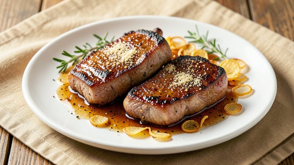 Angel Pork Chops Recipe: Celery Crown Crunch Over Buttery Pan Sauce