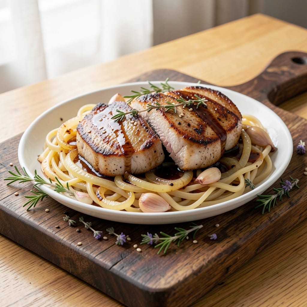 Beer Pork Chops and Noodles Recipe: Malty Depth and Al Dente Harmony